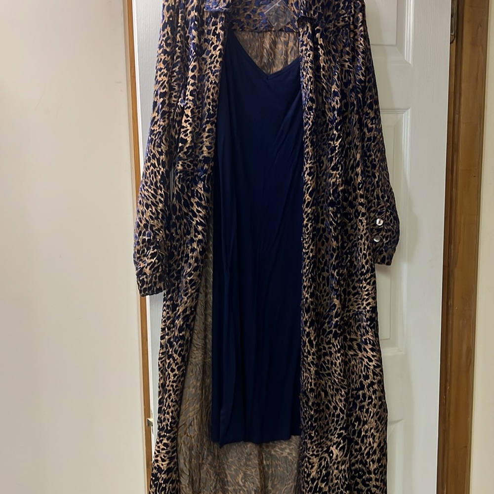 Soft Surroundings Navy Sequin Wrap Gown - Picture 6 of 7